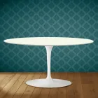 Saarinen Tulpen-Couchtisch, oval, H 41 cm, Moonè Keramik, hergestellt in Italien - Scharlachrot Viadurini