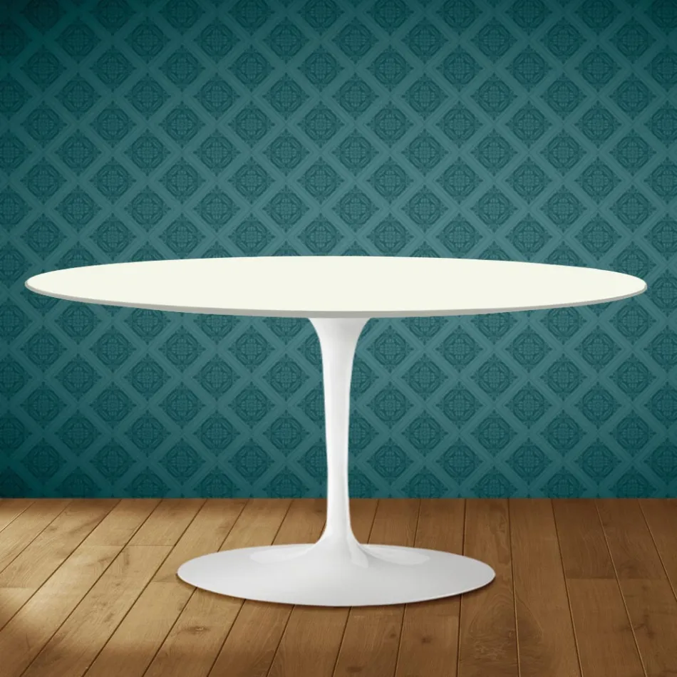 Saarinen Tulpen-Couchtisch, oval, H 41 cm, Moonè Keramik, hergestellt in Italien - Scharlachrot Viadurini