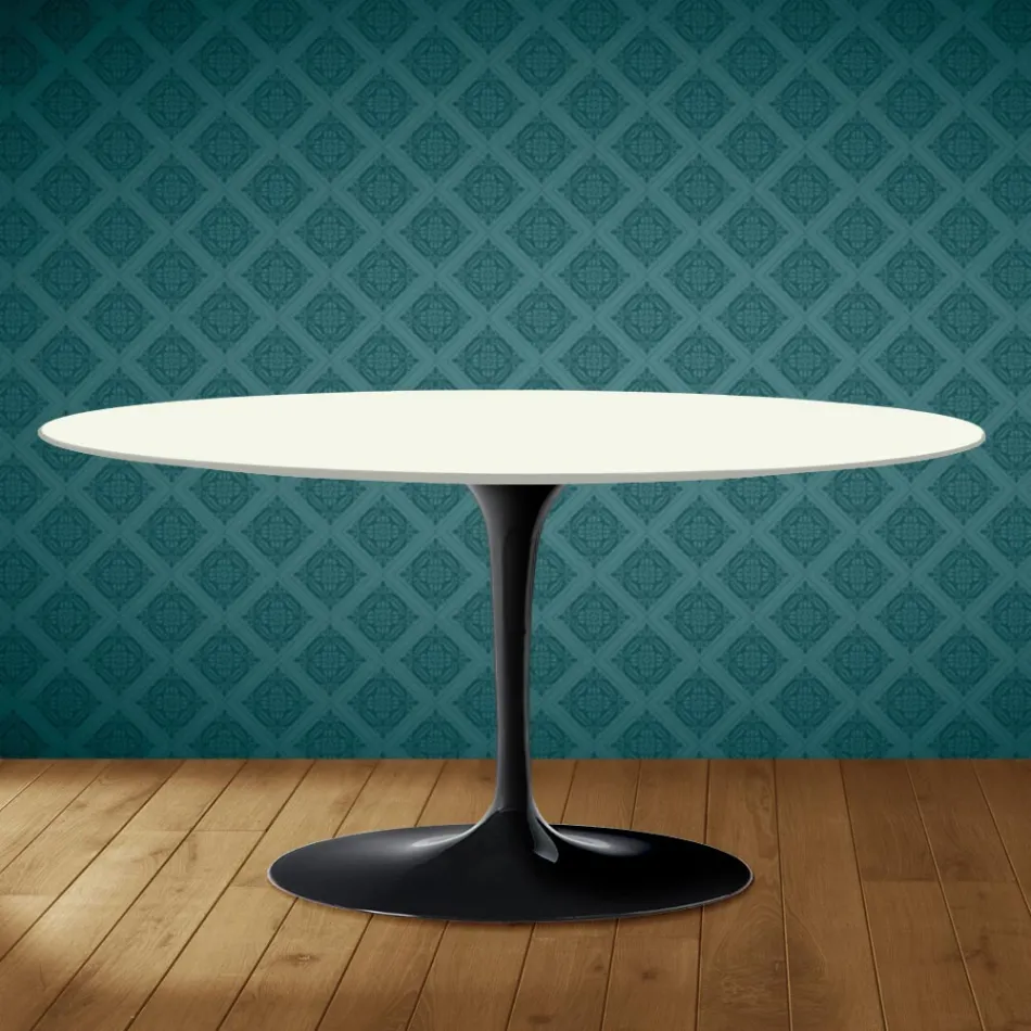 Saarinen Tulpen-Couchtisch, oval, H 41 cm, Moonè Keramik, hergestellt in Italien - Scharlachrot Viadurini