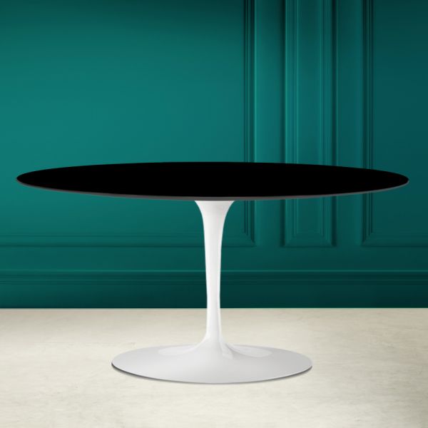 Tulip saarinen ovaler couchtisch h 41 in absolutem schwarz, hergestellt in italien – scarlet
