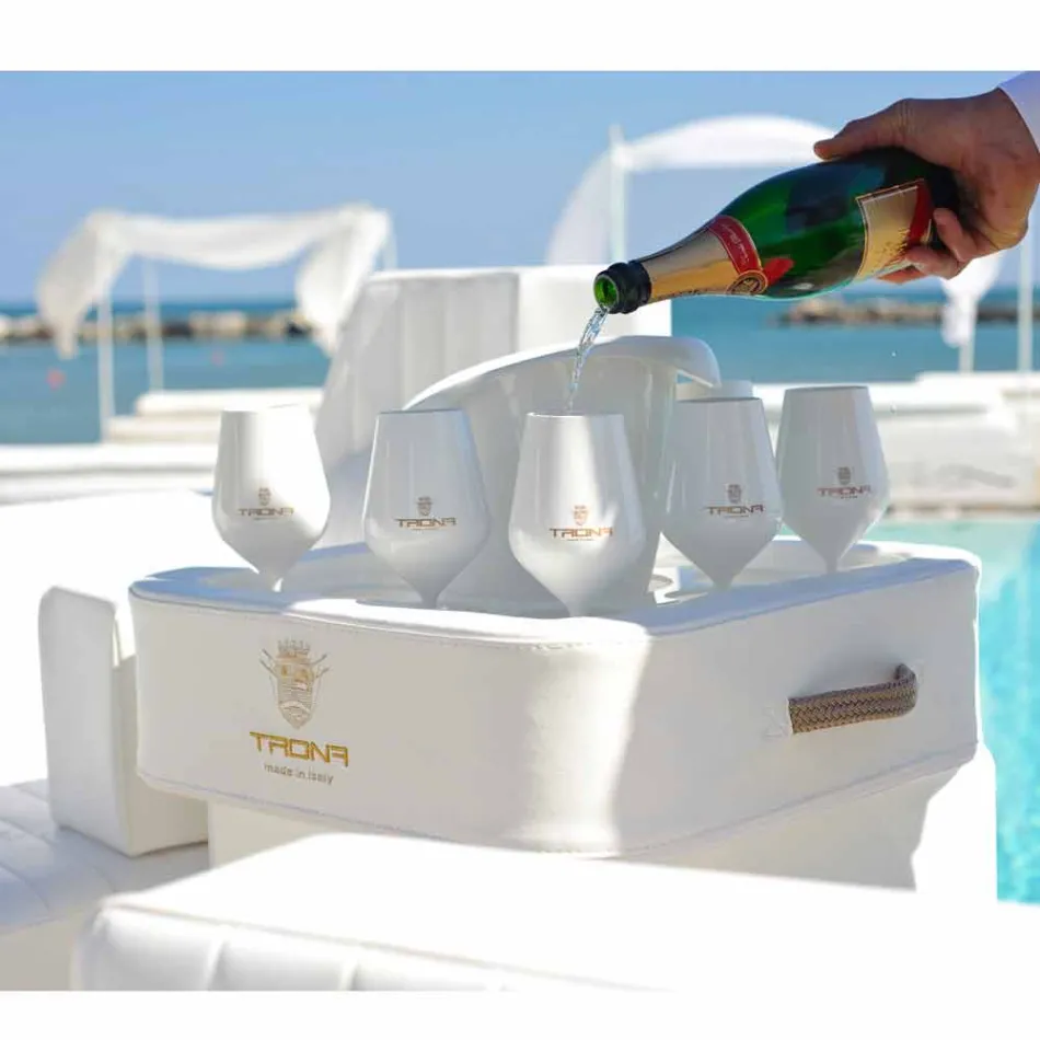 Kaffeetisch - Schwimmwanne aus Kunstleder und Plexiglas nautischen Trona Viadurini