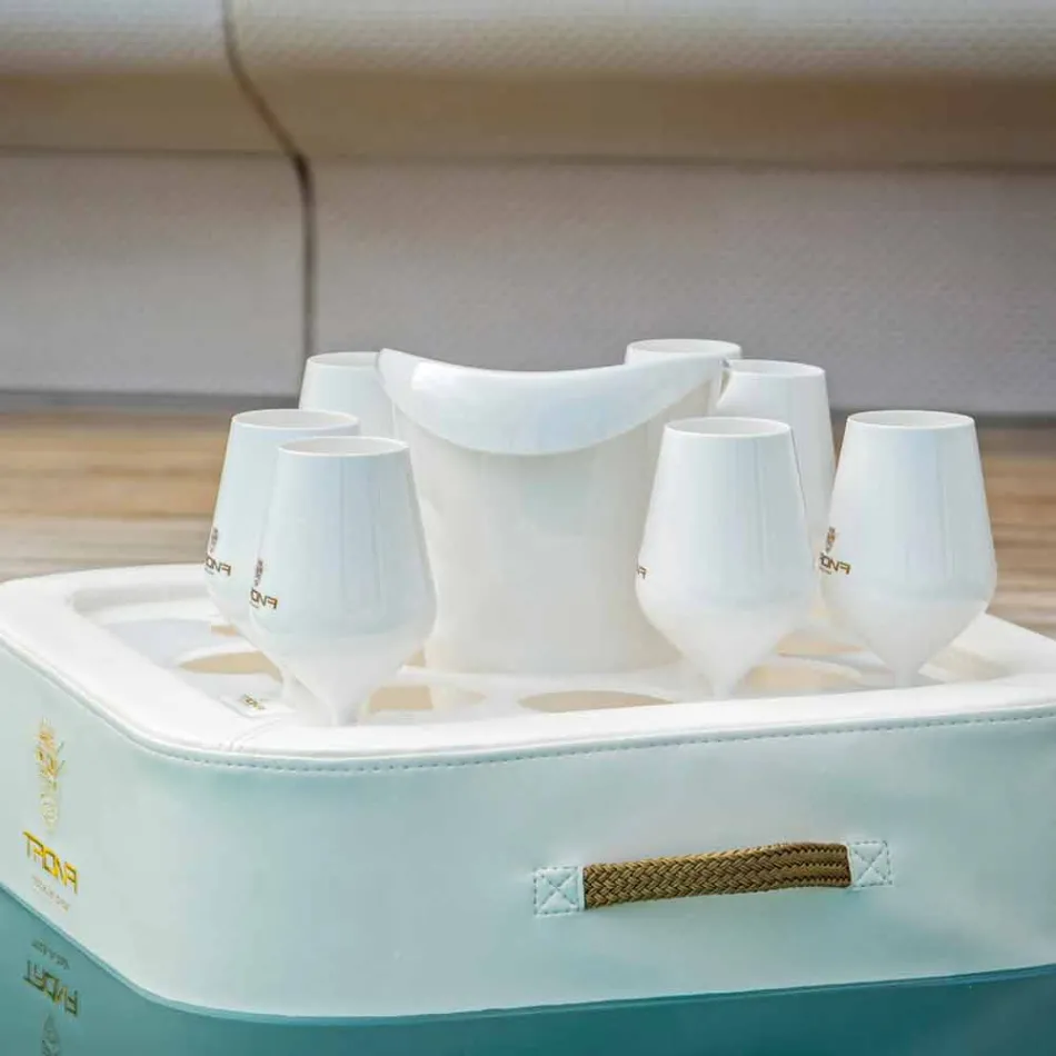 Couchtisch - schwimmendes Tablett aus nautischem Öko-Leder und Trona Plexiglas Viadurini