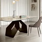 210 x 110 cm großer Tisch mit Keramikplatte in Marmoroptik und Metallgestell – Adriano Viadurini