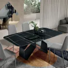 210 x 110 cm großer Tisch mit Keramikplatte in Marmoroptik und Metallgestell – Adriano Viadurini