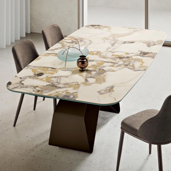 210 x 110 cm großer tisch mit keramikplatte in marmoroptik und metallgestell – adriano