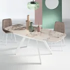 Ausziehtisch 140/210 x 90 cm aus Sinterstein mit Marmoroptik - Atrium Viadurini