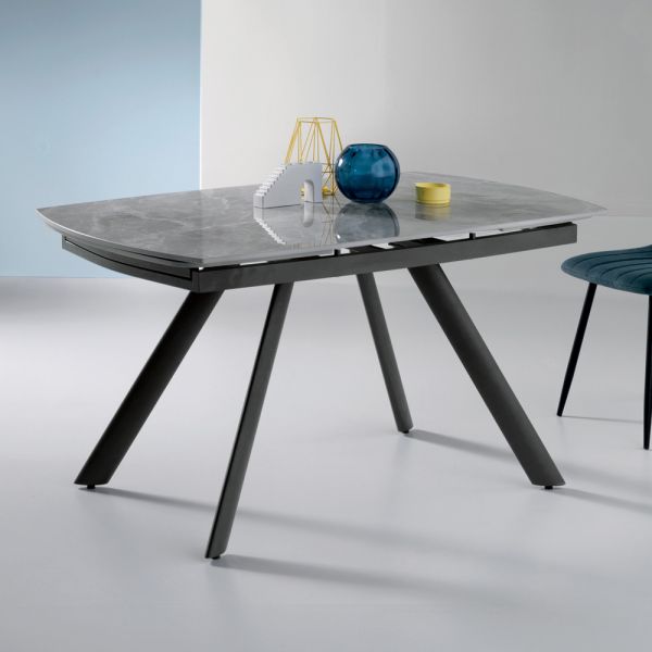 Ausziehtisch 140/210 x 90 cm aus sinterstein mit marmoroptik - atrium
