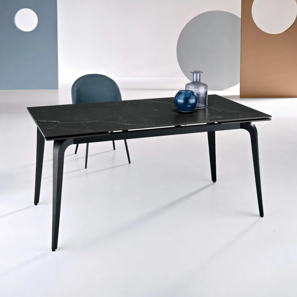 Ausziehbarer Tisch 160/240 x 90 cm aus Sinterstein mit Marmoroptik - Samus Viadurini