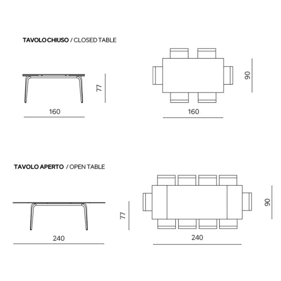 Ausziehtisch 160/240x90 cm aus Sinterstein mit Marmoroptik - Samus Viadurini