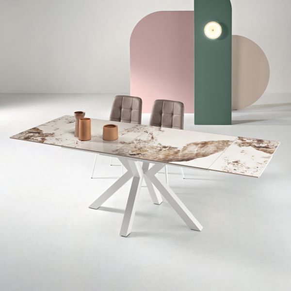 Ausziehtisch 160/240 x 91 cm aus sinterstein mit marmoroptik - palazzo