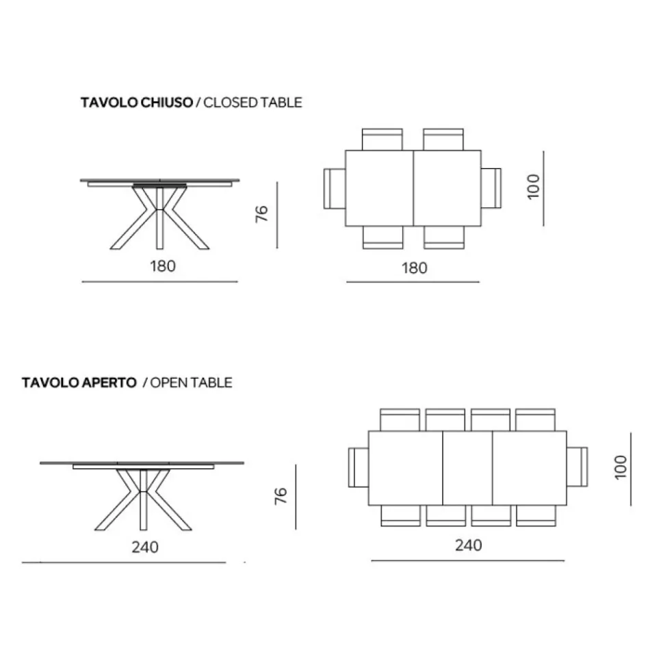 Ausziehbarer Tisch 180/240 x 100 cm aus Sinterstein mit Marmoroptik - Loggia Viadurini