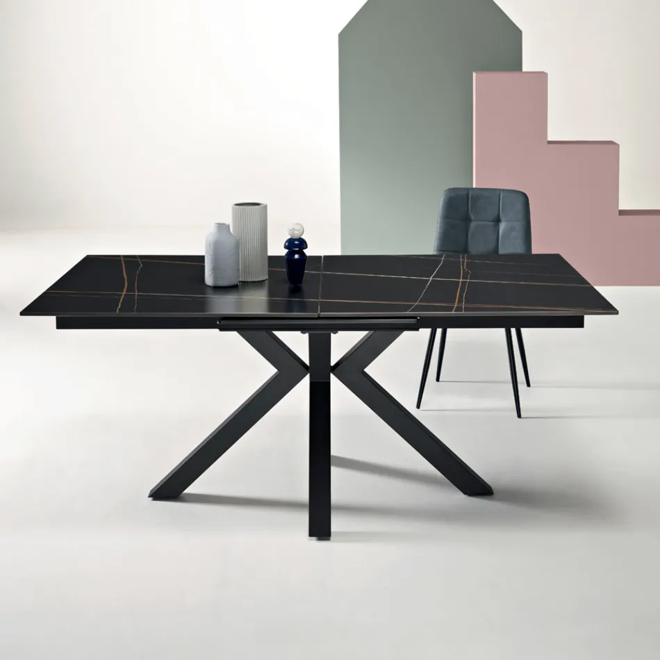 Ausziehbarer Tisch 180/240 x 100 cm aus Sinterstein mit Marmoroptik - Loggia Viadurini