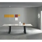 Ausziehbarer Tisch 3 m Glänzende Keramikplatte Metallbeine - Papusca Viadurini