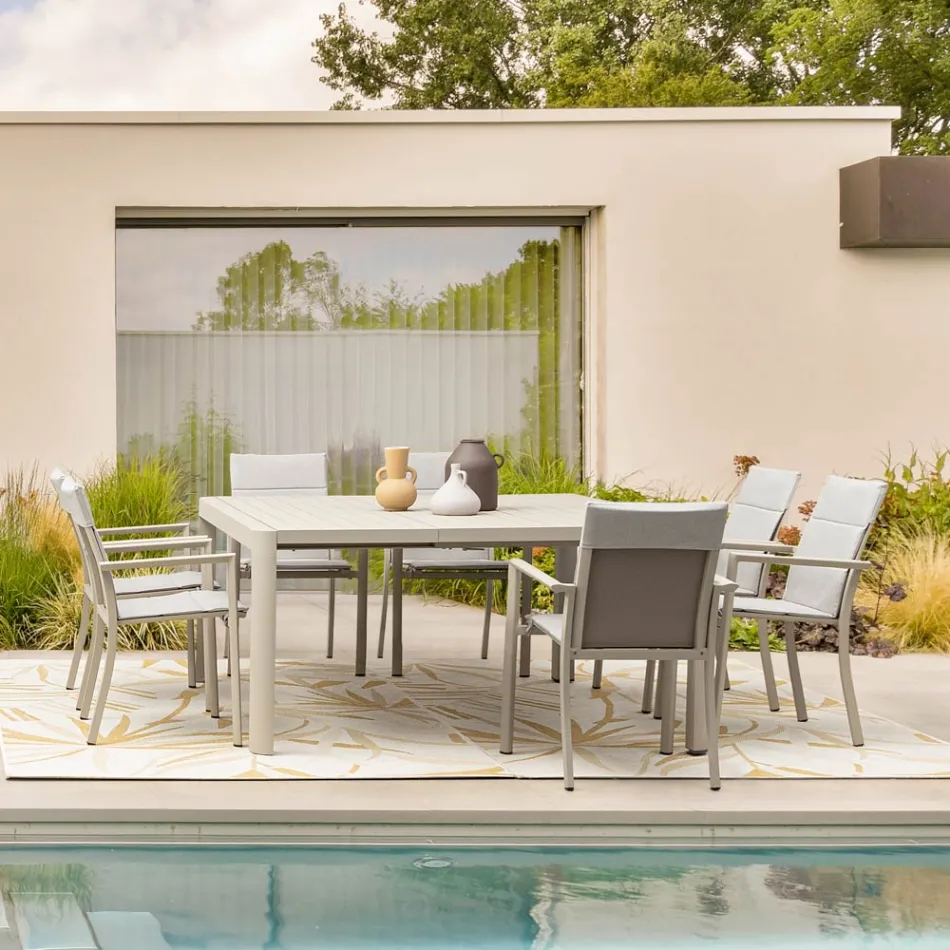 Ausziehbarer Tisch auf 149 cm aus pulverbeschichtetem Aluminium – Need Viadurini