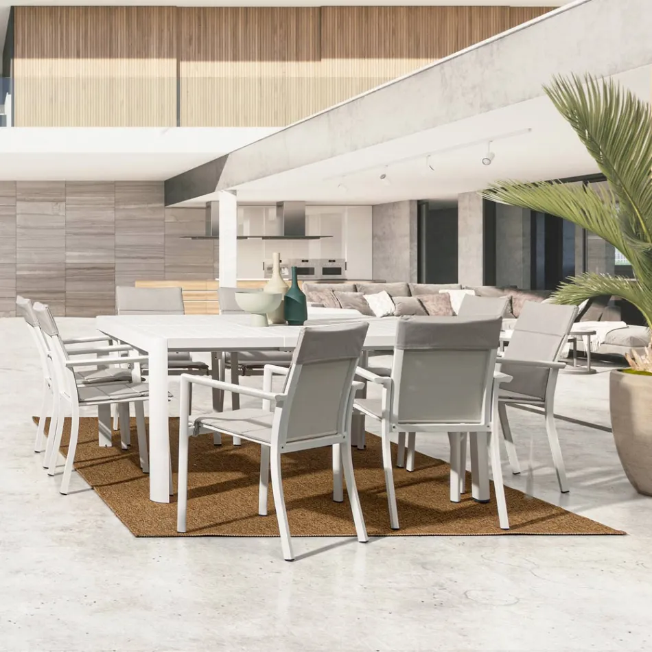 Ausziehbarer Tisch auf 149 cm aus pulverbeschichtetem Aluminium – Need Viadurini