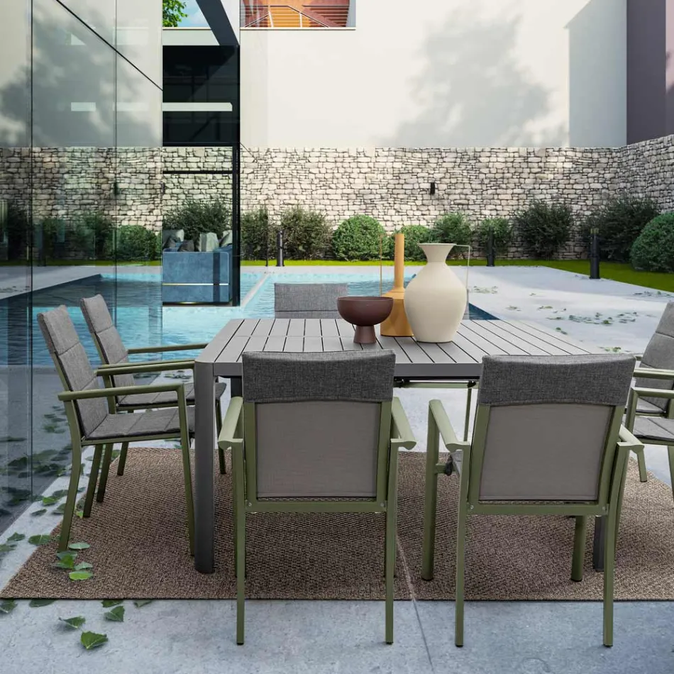 Ausziehbarer Tisch auf 149 cm aus pulverbeschichtetem Aluminium – Need Viadurini