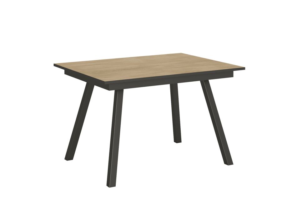 Ausziehbarer Tisch auf 180 oder 220 cm aus Holz und Eisen Made in Italy – Stars Viadurini