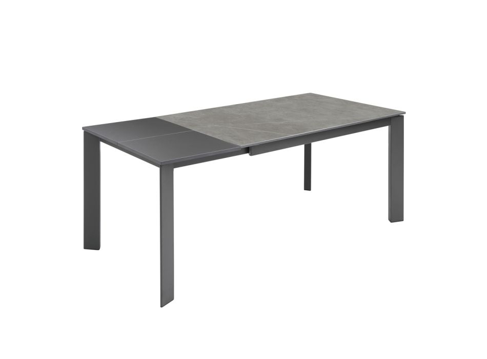 Ausziehbarer Tisch auf 190 cm aus Keramik, Melamin und Metall – Sara Viadurini