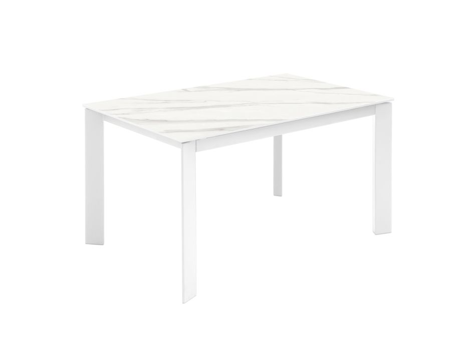 Ausziehbarer Tisch auf 190 cm aus Keramik, Melamin und Metall – Sara Viadurini