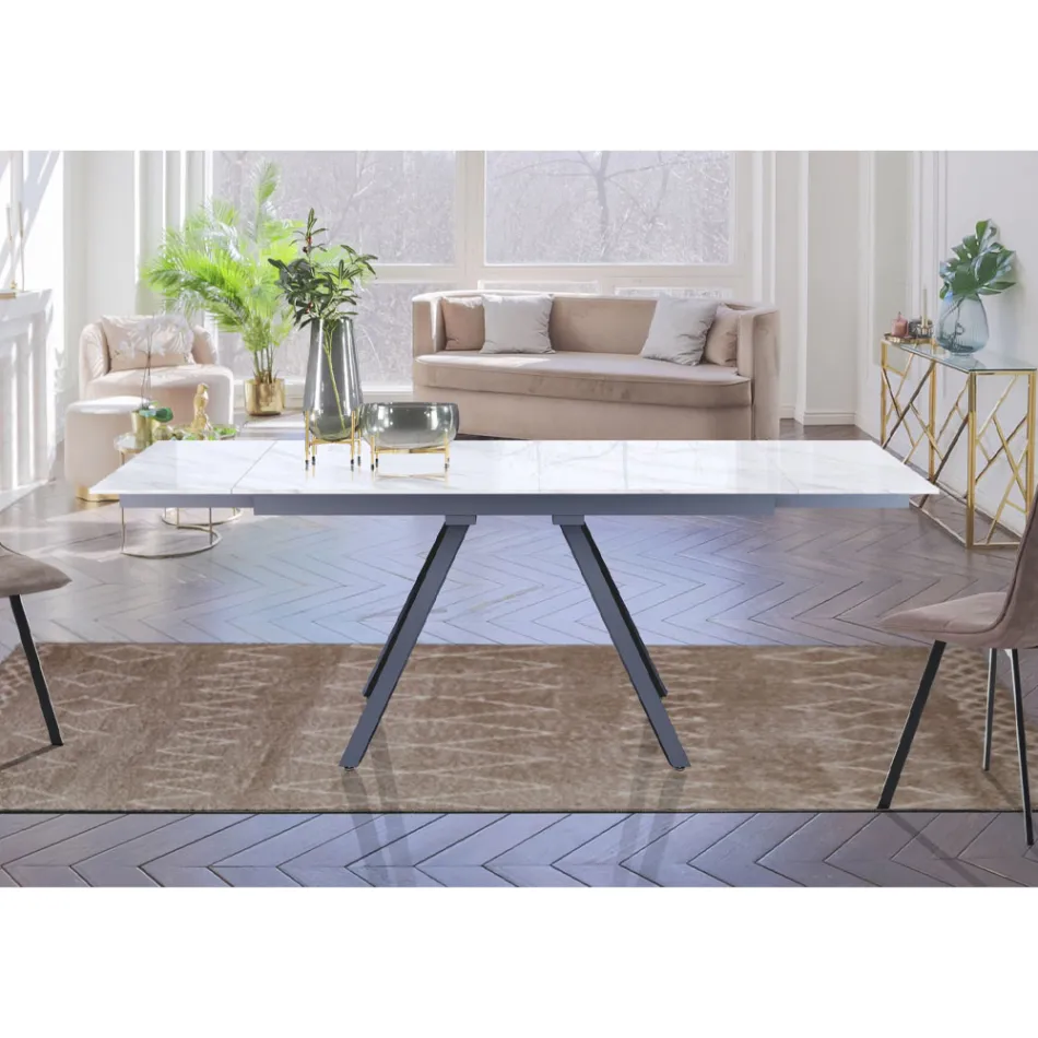 Ausziehbarer Tisch auf 210 cm aus grauem Stahl und Keramik – Canario Viadurini