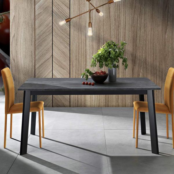 Ausziehbarer tisch bis 220 cm mit gestell aus graphit-buche made in italy - toles