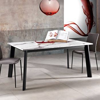 Ausziehbarer Tisch bis 220 cm mit Gestell aus Graphit-Buche Made in Italy - Toles