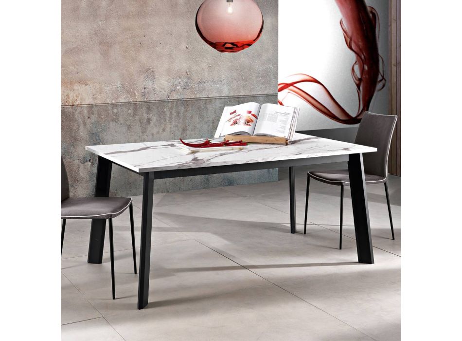 Ausziehbarer Tisch bis 220 cm mit Gestell aus Graphit-Buche Made in Italy - Toles Viadurini