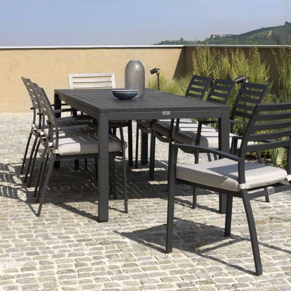 Ausziehbarer tisch 220 cm in anthrazit-aluminium für den garten - schere