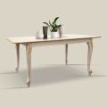 Ausziehbarer Tisch bis 220 cm aus weißem und goldenem Holz Made in Italy - Luxus