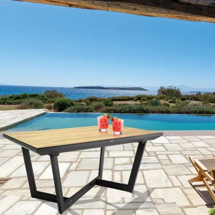 Ausziehbarer Tisch 240 cm aus Aluminium mit HPL-Platte - Righello Viadurini