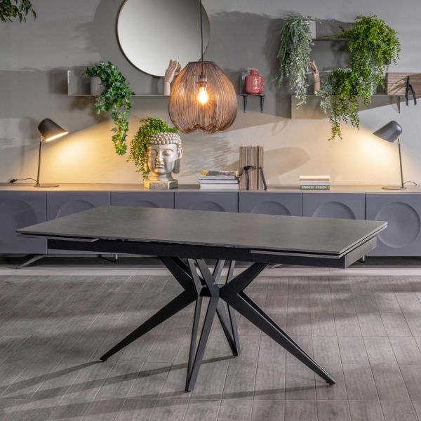 Ausziehbarer tisch auf 240 cm mit keramik- und metallgestell – bouquet