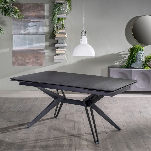 Ausziehbarer tisch auf 240 cm aus keramik und metall – bouquet
