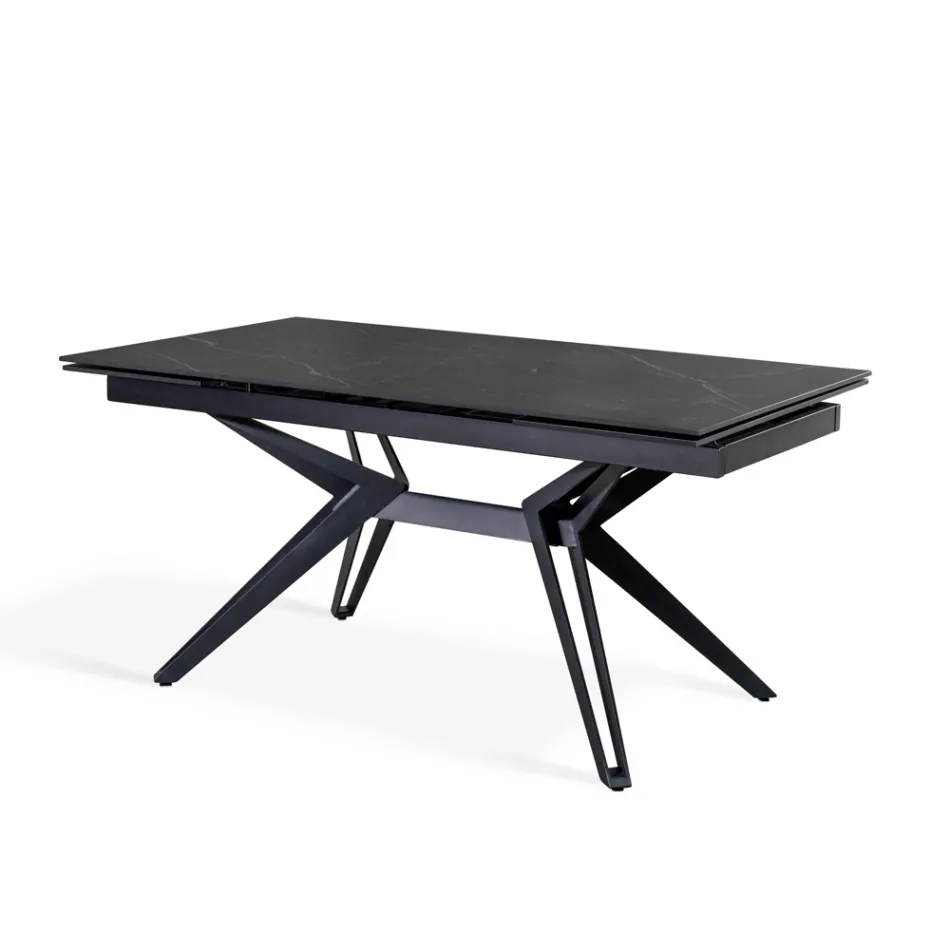 Ausziehbarer Tisch auf 240 cm aus Keramik und Metall – Bouquet Viadurini