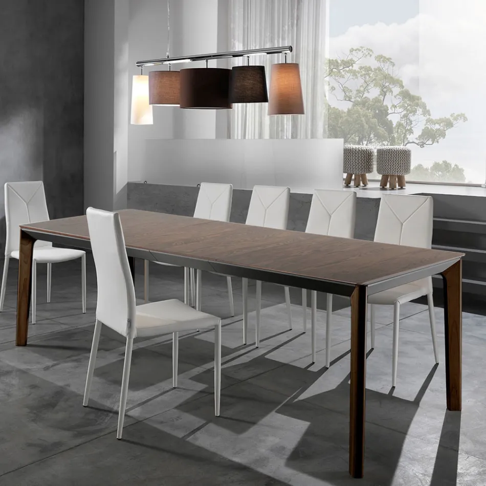 Ausziehbarer Tisch auf 240 cm aus Holz mit Platte aus MDF – Ruthenium Viadurini