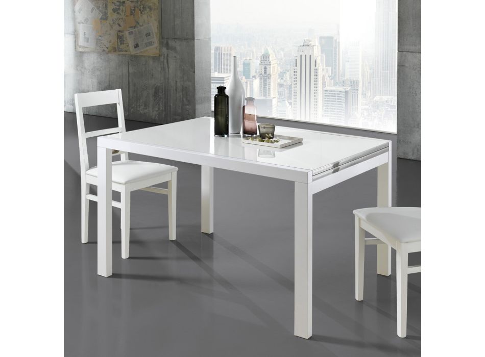 Ausziehbarer Tisch bis 240 cm in lackiertem Holzdesign Made in Italy - Jacobs Viadurini