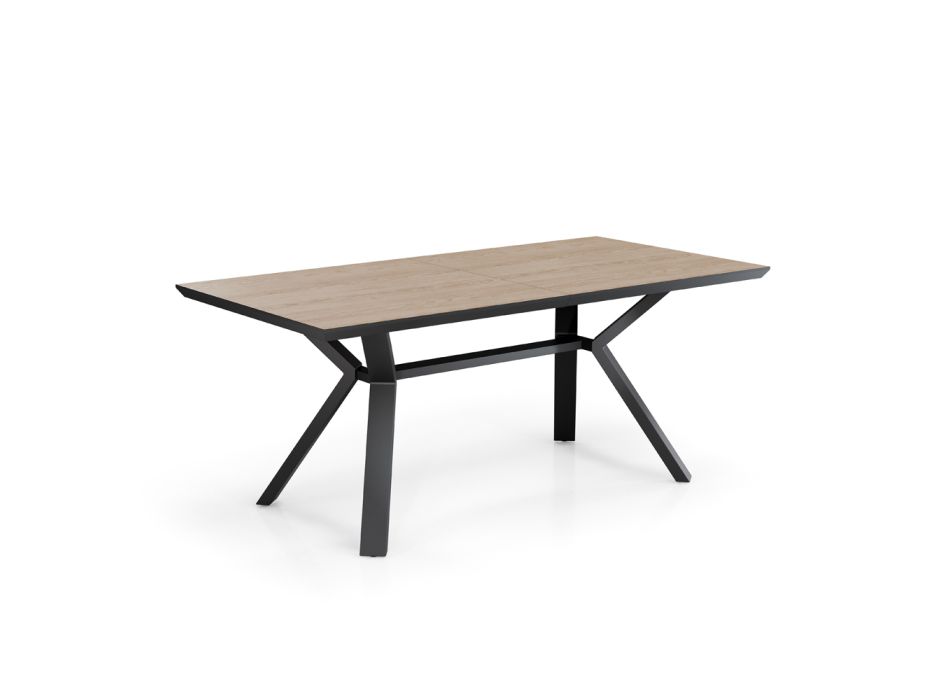Ausziehbarer Tisch auf 240 cm aus schwarzem Metall und MDF – Donzella Viadurini
