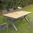 Ausziehbarer Tisch 263 cm aus Aluminium und massivem Teakholz - Lilia Viadurini