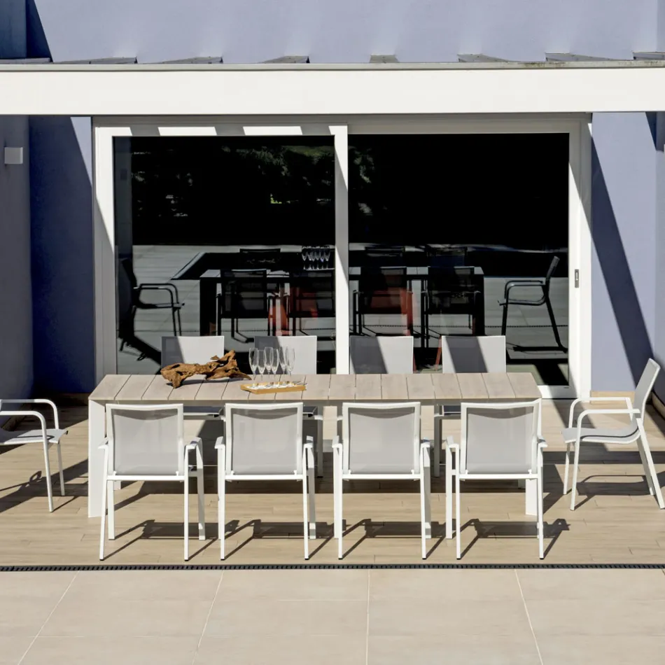 Ausziehbarer Tisch bis 276 cm mit Aluminium in Holzoptik - Ovara Viadurini