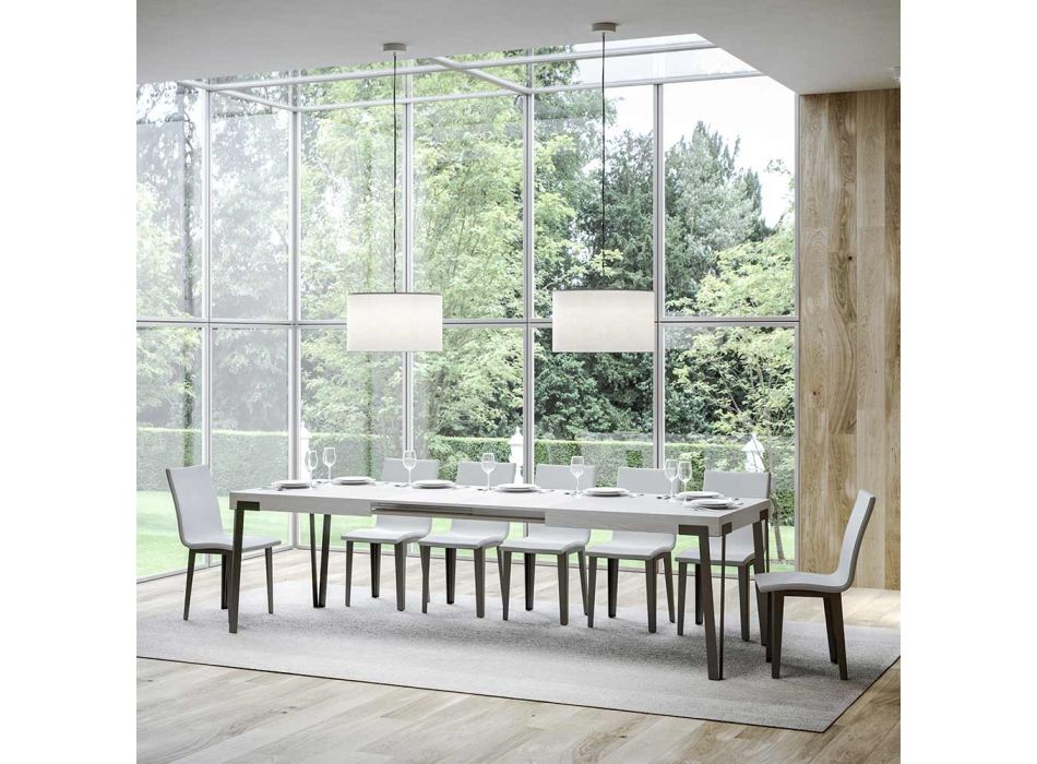 Ausziehbarer Tisch auf 284 cm mit Eisenbeinen, hergestellt in Italien – Collina Viadurini