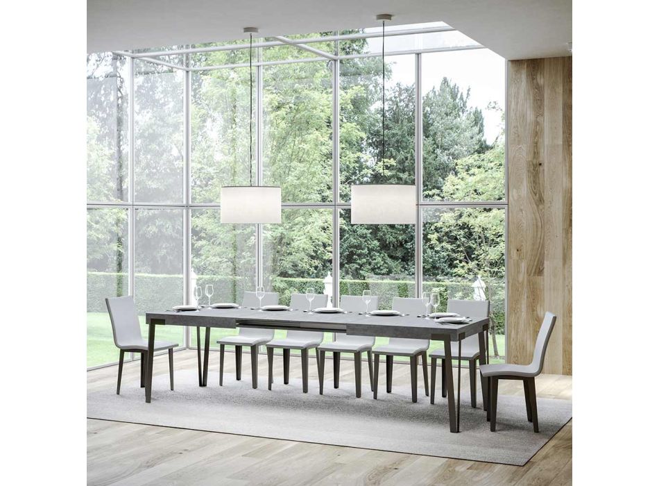Ausziehbarer Tisch auf 284 cm mit Eisenbeinen, hergestellt in Italien – Collina Viadurini