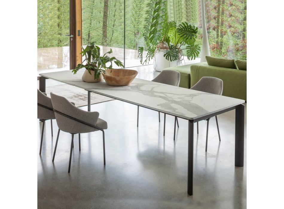 Ausziehbarer Tisch auf 298 cm aus Keramik und Metall, hergestellt in Italien – Tulpe Viadurini