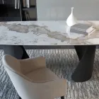 Ausziehbarer Tisch 300 cm aus Metall und gesinterter Steinplatte - Taviria Viadurini