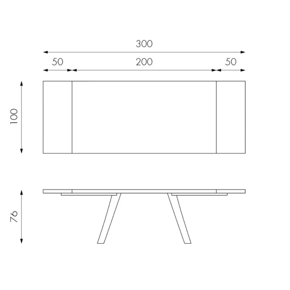 Ausziehbarer Tisch auf 300 cm aus Eichenfurnier und Aluminiumbasis – Travis Viadurini