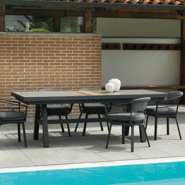 Ausziehbarer tisch 303 cm aus aluminium mit hpl-platte - righello