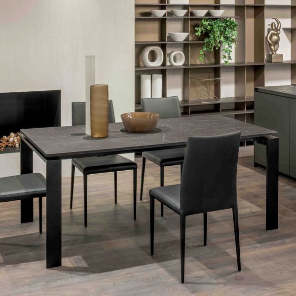 Ausziehbarer tisch 310 cm mit laminatplatte und metallgestell - spilla