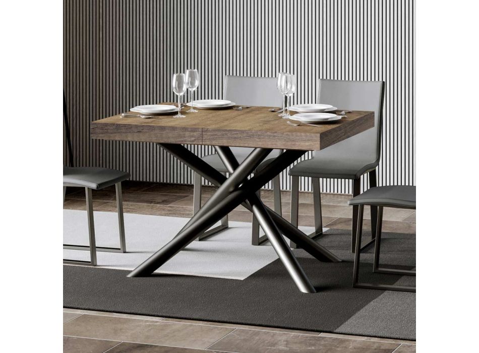 Ausziehbarer Tisch auf 440 cm mit Eisenrohrbeinen, hergestellt in Italien – Prato Viadurini