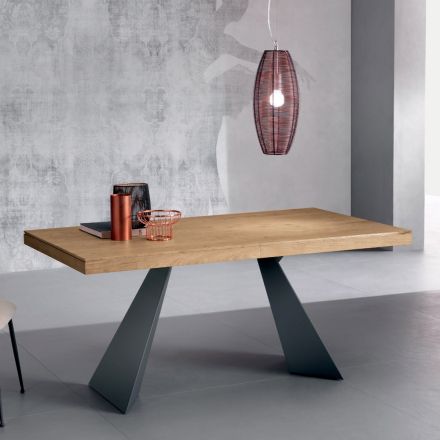 Ausziehtisch mit Mittelverlängerung aus furniertem Holz - Aperol Viadurini