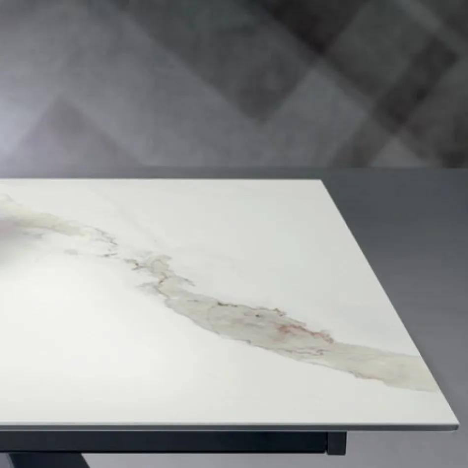 Ausziehtisch mit seitlicher Verlängerung aus Glaskeramik - Aperol Viadurini