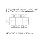 Ausziehbarer Tisch mit zentraler Öffnung und klappbarer Kante, hergestellt in Italien – Dalmatiner Viadurini