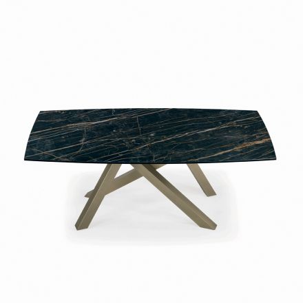 Ausziehbarer Tisch mit Untergestell und Platte in verschiedenen Ausführungen, hergestellt in Italien – Settimmio Viadurini